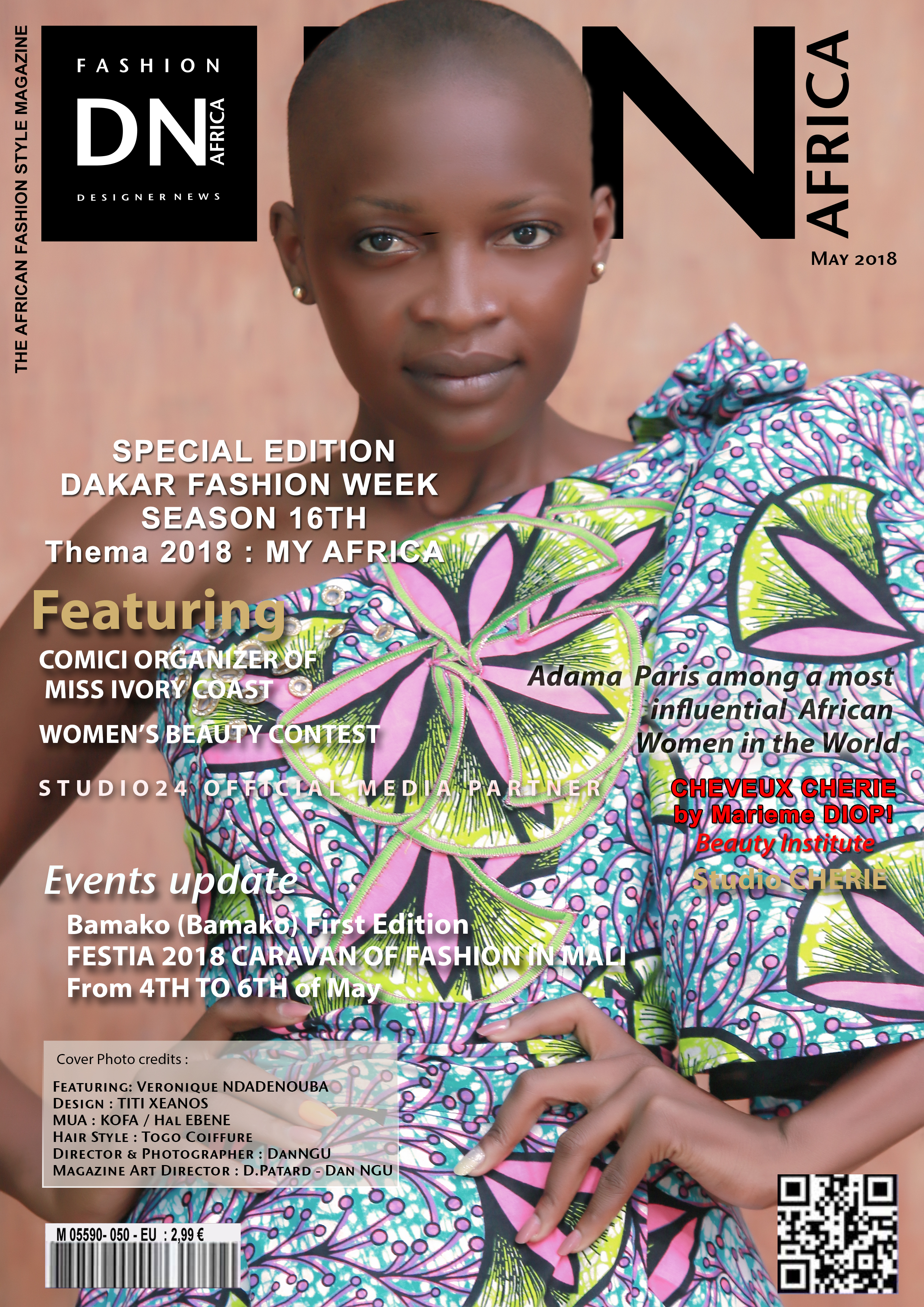 AFRICAN FASHION STYLE MAGAZINE – VÉRONIQUE NDADENOUBA BÉNÉDICTE - MAY 2018 COVER  - Media Partner DN MAG, DN AFRICA -STUDIO 24 NIGERIA - STUDIO 24 INTERNATIONAL