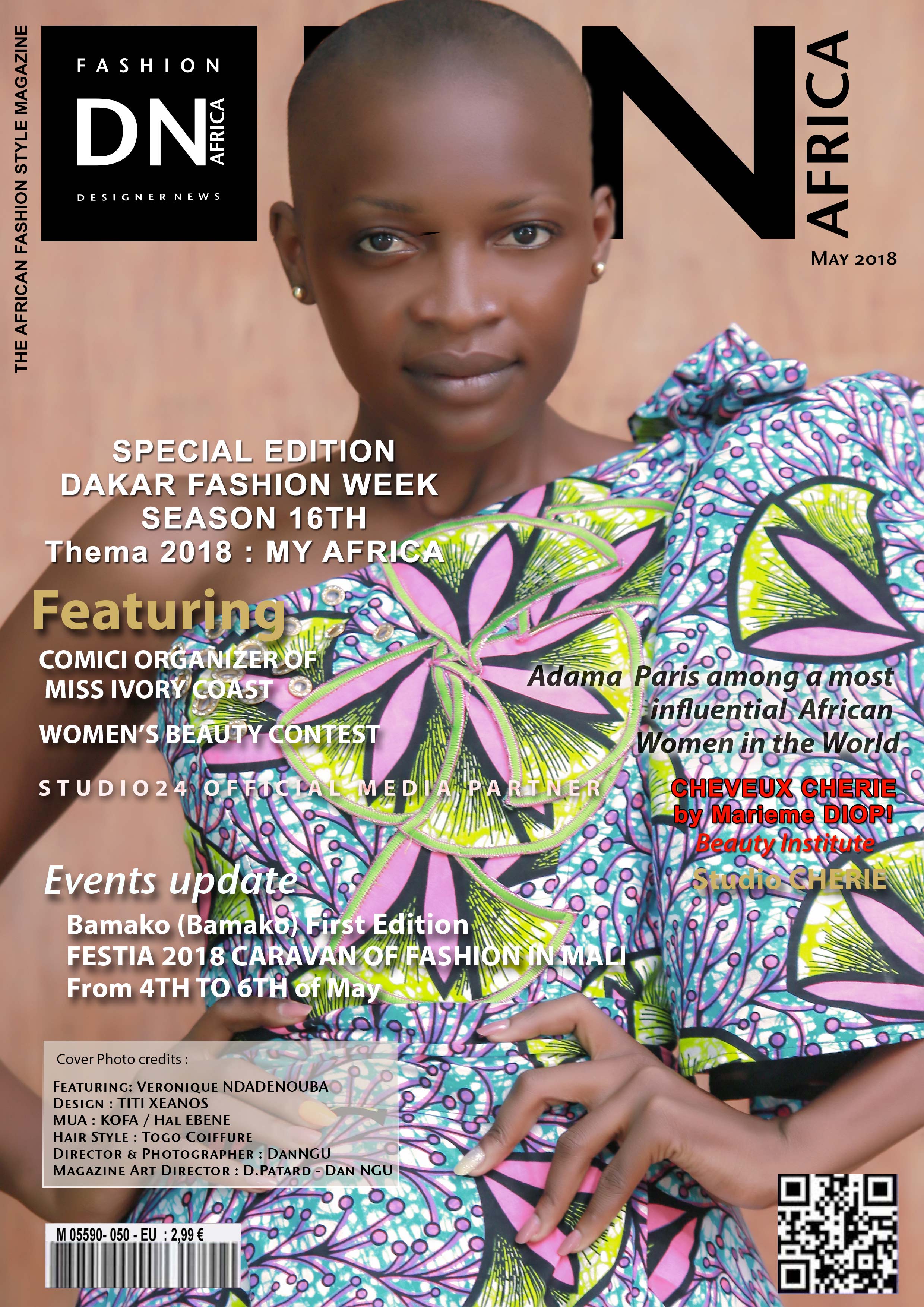 AFRICAN FASHION STYLE MAGAZINE – VÉRONIQUE NDADENOUBA BÉNÉDICTE - MAY 2018 COVER - Media Partner DN MAG, DN AFRICA -STUDIO 24 NIGERIA - STUDIO 24 INTERNATIONAL