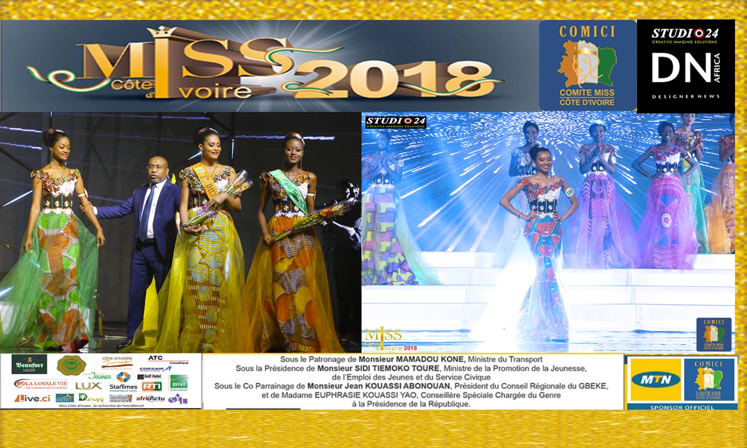 MISS COTE D'IVOIRE 2018 -AFRICAN FASHION STYLE MAGAZINE -MISS IVORY COAST 2018 - MISS MARIE-DANIELLE SUY FATEM - FIRST RUNNER Miss GBATO Jemima - DN AFRICA - STUDIO 24 NIGERIA