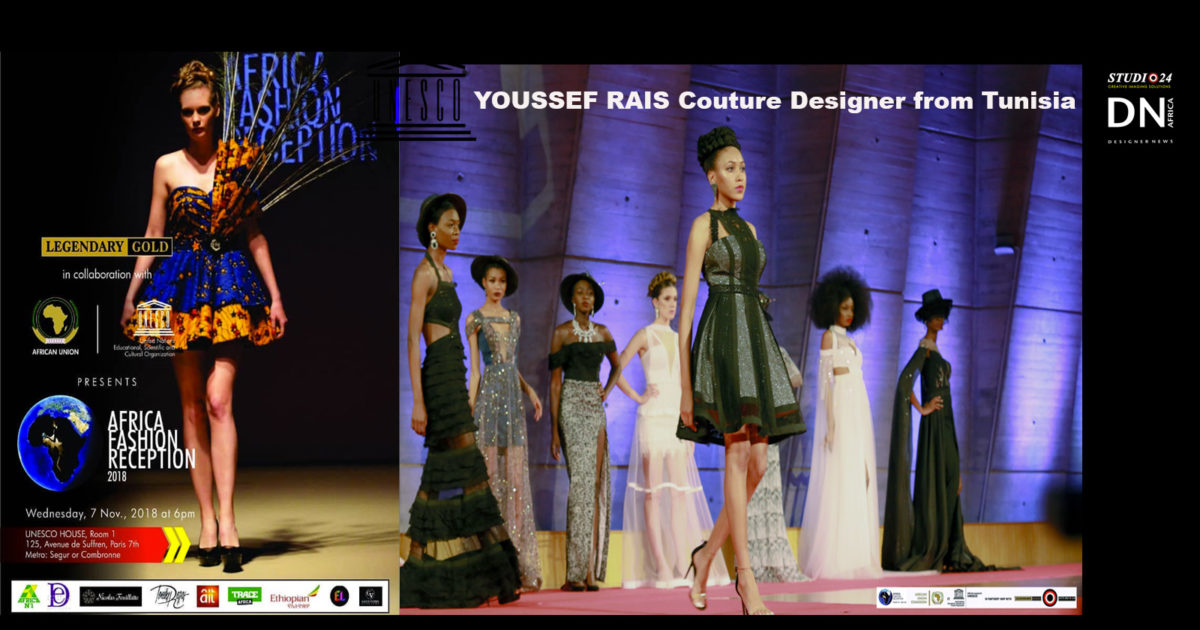  YOUSSEF RAIS from Tunisia - with AFRICA FASHION RECEPTION PARIS 2018  - SEASON IV at UNESCO - Model Anna FAYE - Organizer Lexy Mojo-Eyes