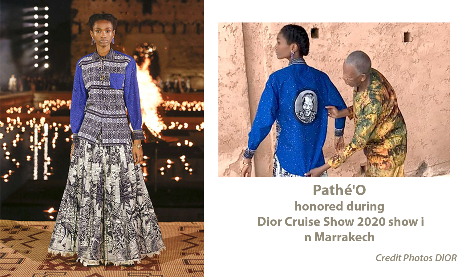 AFRICAN FASHION STYLE MAGAZINE - Pathé'O honored during Dior Cruise Show 2020 show in Marrakech - Collection Croisière 2020 - Location El Badi Palace - PR Indirâh Events and Communication - Photographer DAN NGU - Official Media Partner DN AFRICA - STUDIO 24 NIGERIA - STUDIO 24 INTERNATIONAL - Ifeanyi Christopher Oputa MD AND CEO OF COLVI LIMITED AND STUDIO 24 - CHEVEUX CHERIE and CHEVEUX CHERIE STUDIO BY MARIEME DUBOZ- Fashion Editor Nahomie NOOR COULIBALY