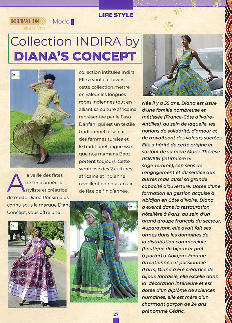 AFRICAN FASHION STYLE MAGAZINE - Designer : Diana Ronsin Creations Collection: Indira Model: Palyn Fantini Model: Nahomie Noor Coulibaly - DIANA'S-CONCEPT-The-Concept-Store-by-Diana-RONSIN-Location-Abidjan-Mall - Photographer DAN NGU - Media Partner DN AFRICA - STUDIO 24 NIGERIA - STUDIO 24 INTERNATIONAL - Ifeanyi Christopher Oputa MD AND CEO OF COLVI LIMITED AND STUDIO 24 - CHEVEUX CHERIE and CHEVEUX CHERIE STUDIO BY MARIEME DUBOZ- Fashion Editor Nahomie NOOR COULIBALY