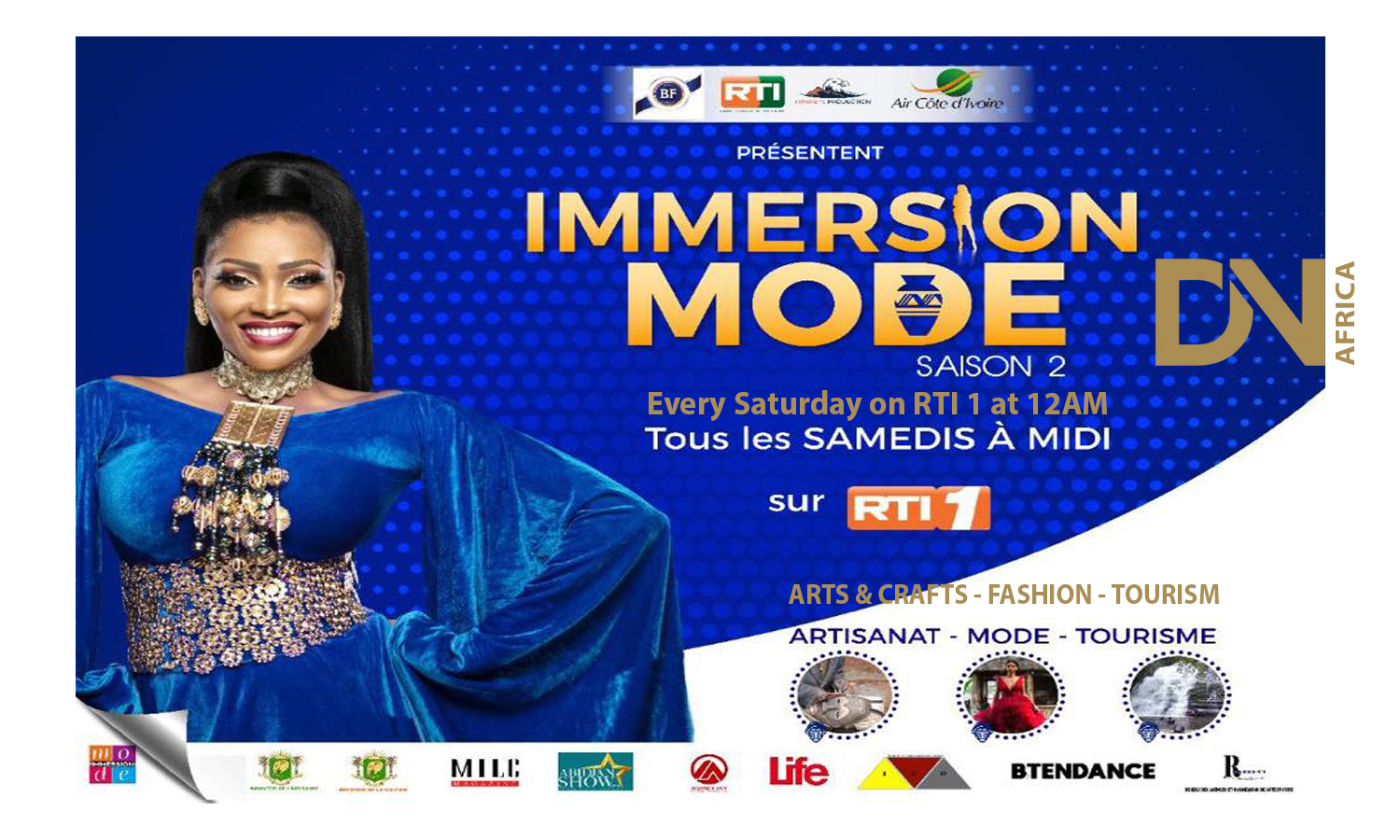 AFRICAN FASHION STYLE MAGAZINE - IMMERSION MODE BY LINE JABER – SEASON 2 - A TELEVISION CULTURAL SHOW - from Ivory Coast for RTI1 - Photographer DAN NGU - Media Partner DN AFRICA - STUDIO 24 NIGERIA - STUDIO 24 INTERNATIONAL - Ifeanyi Christopher Oputa MD AND CEO OF COLVI LIMITED AND STUDIO 24 - Nahomie NOOR COULIBALY