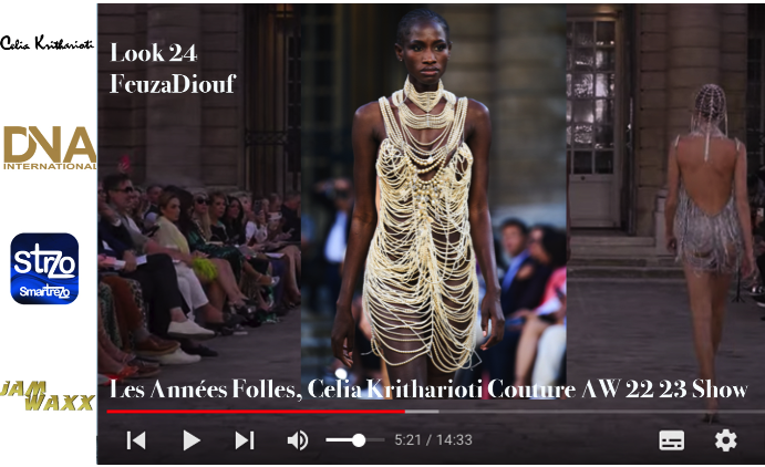BEST AFRICAN FASHION MAGAZINE-FEUZA DIOUF - PARIS FASHION WEEK COUTURE SHOW- LES ANNÉES FOLLES, CELIA KRITHARIOTI COUTURE AW 22 23 SHOW-DN-AFRICA-DNA-INTERNATIONAL MEDIA PARTNER