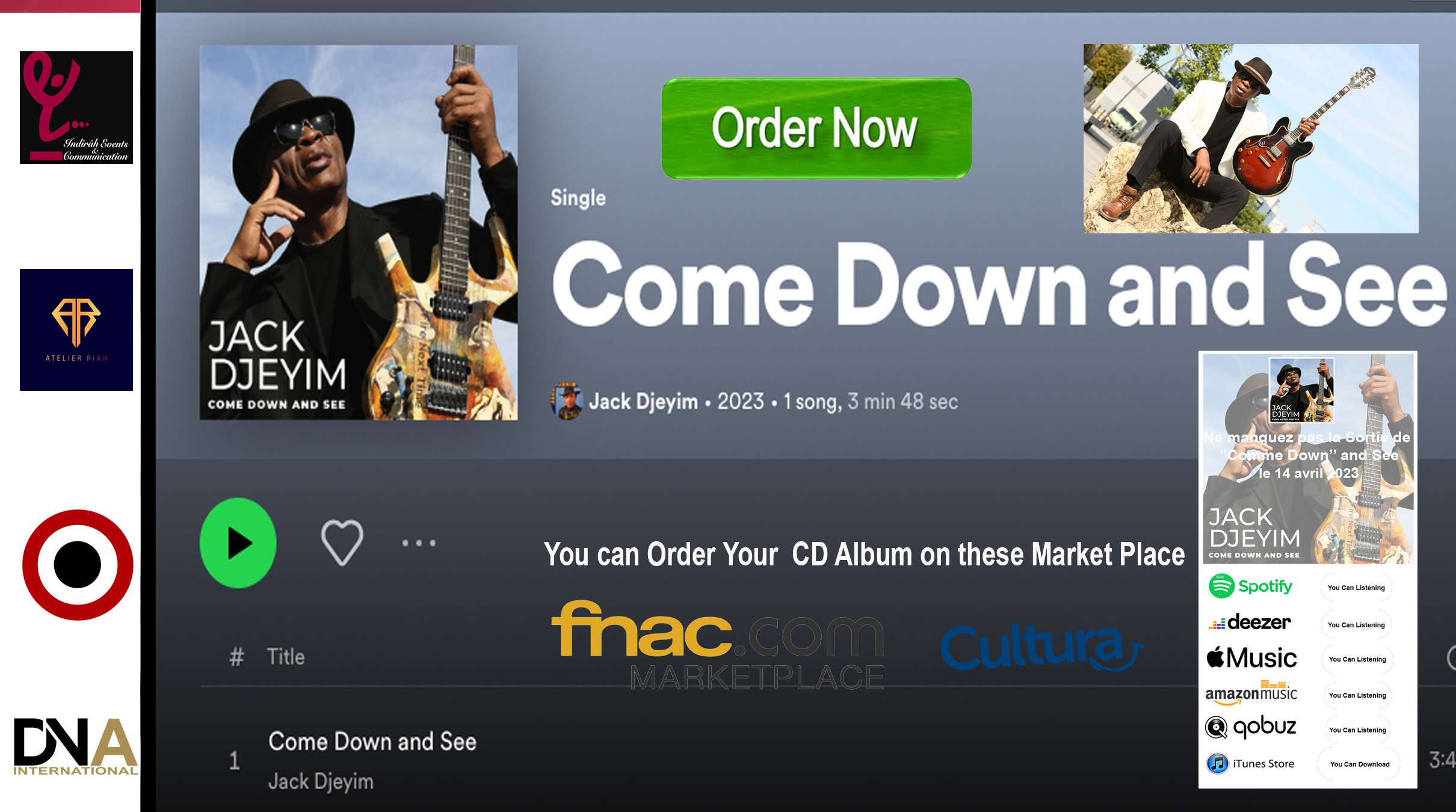 JACK DJEYIM ”Come Down and See” New album – Ready to be Order and Disposal on Streaming Platform & Department Store