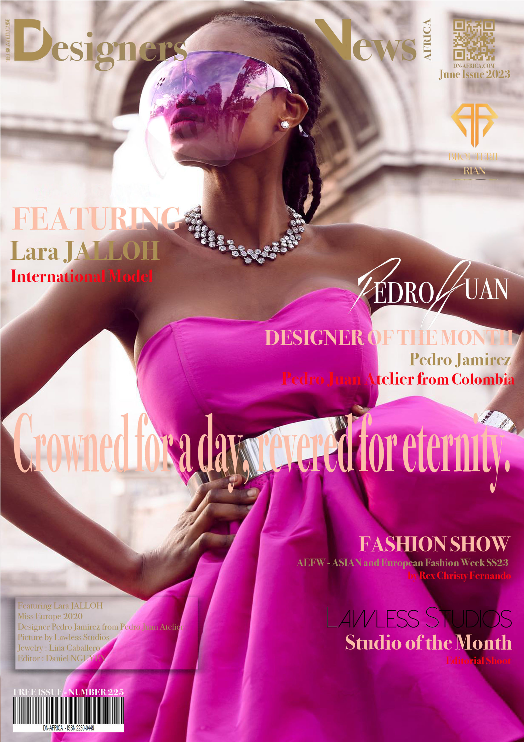AS-VOGUE-COVER 2490X3508-DN-AFRICA-COVER-NUMBER-225-NOVEMBER-28TH-th-2022-Designer-Pedro-Ramirez-Jewelry-Lina-Caballero-Model-Lara-Jalloh-LAWLESS-STUDIOS-DN-AfrICA-Media-Partner