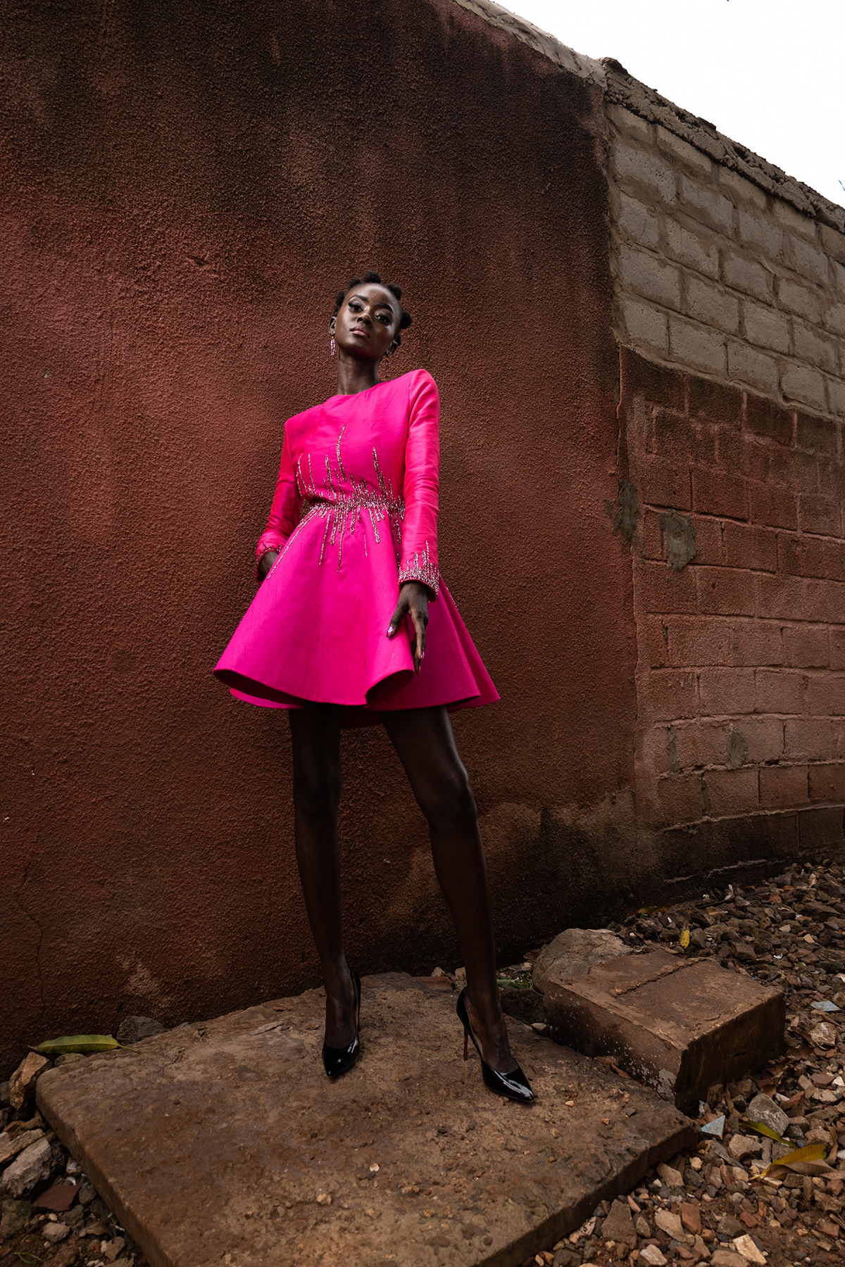 Octobre Rose 2022 - Model from Senegal Bella Penda  - Picture by Khaled Fhemy Mamah - Design carefully crafted by Romzy Studi