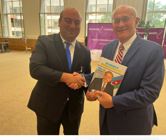 The presentation held at the UN Office at Geneva - 100 Moments of Heydar Aliyev's Life - Emil Nasirli the Author and editor of My Azerbaijan international magazine 