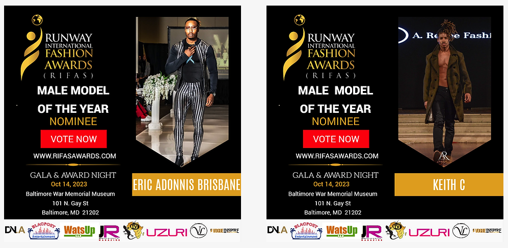 RUNWAY INTERNATIONAL FASHION AWARDS - RIFAS - Ceo & Founder by Junda Morris - NOMINEE - Category MALE OF THE YEAR 