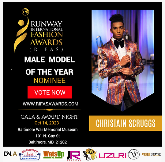 RUNWAY INTERNATIONAL FASHION AWARDS - RIFAS - Ceo & Founder by Junda Morris - NOMINEE - Category MALE OF THE YEAR 