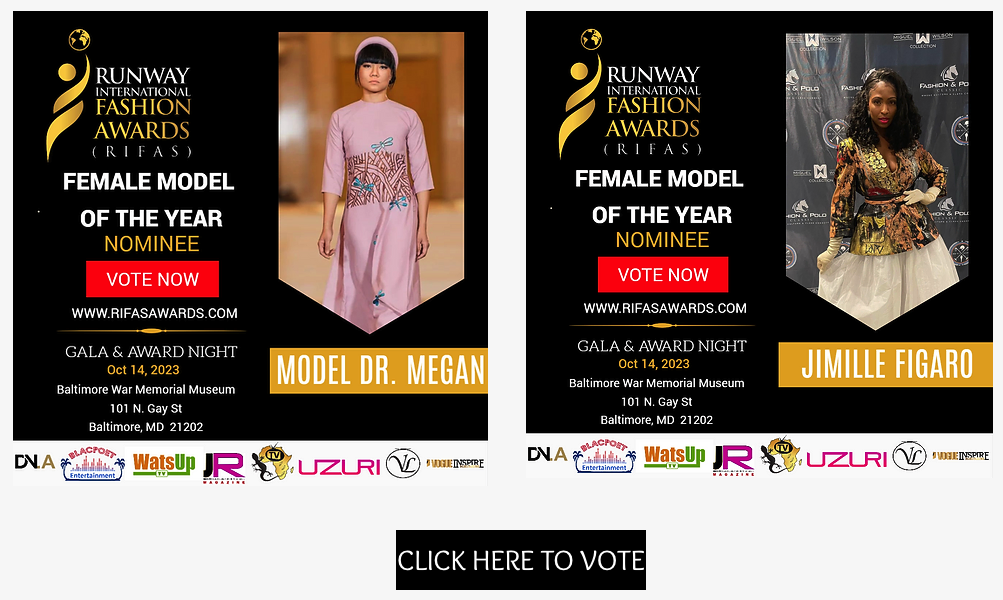 RUNWAY INTERNATIONAL FASHION AWARDS  2023 NOMINEES - CATEGORY FEMALE MODEL OF THE YEAR