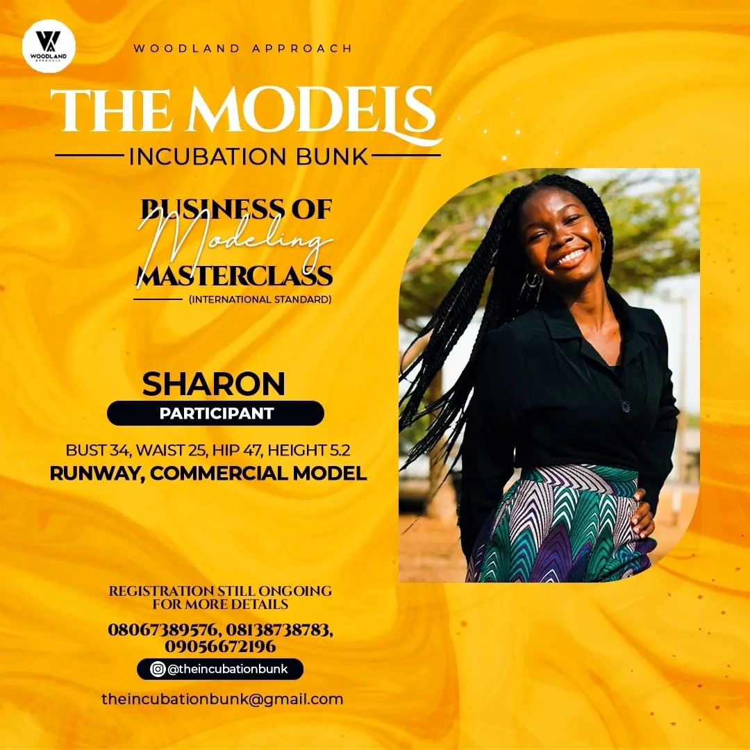 Wood Land Approach - The Models Incubation Bunk - Business of Modelling - Master Class - SHARON Participant - Measurement : Bust 34, Waist 25, Hips 47, Height 5.2 - RUNWAY COMMERCIAL MODEL