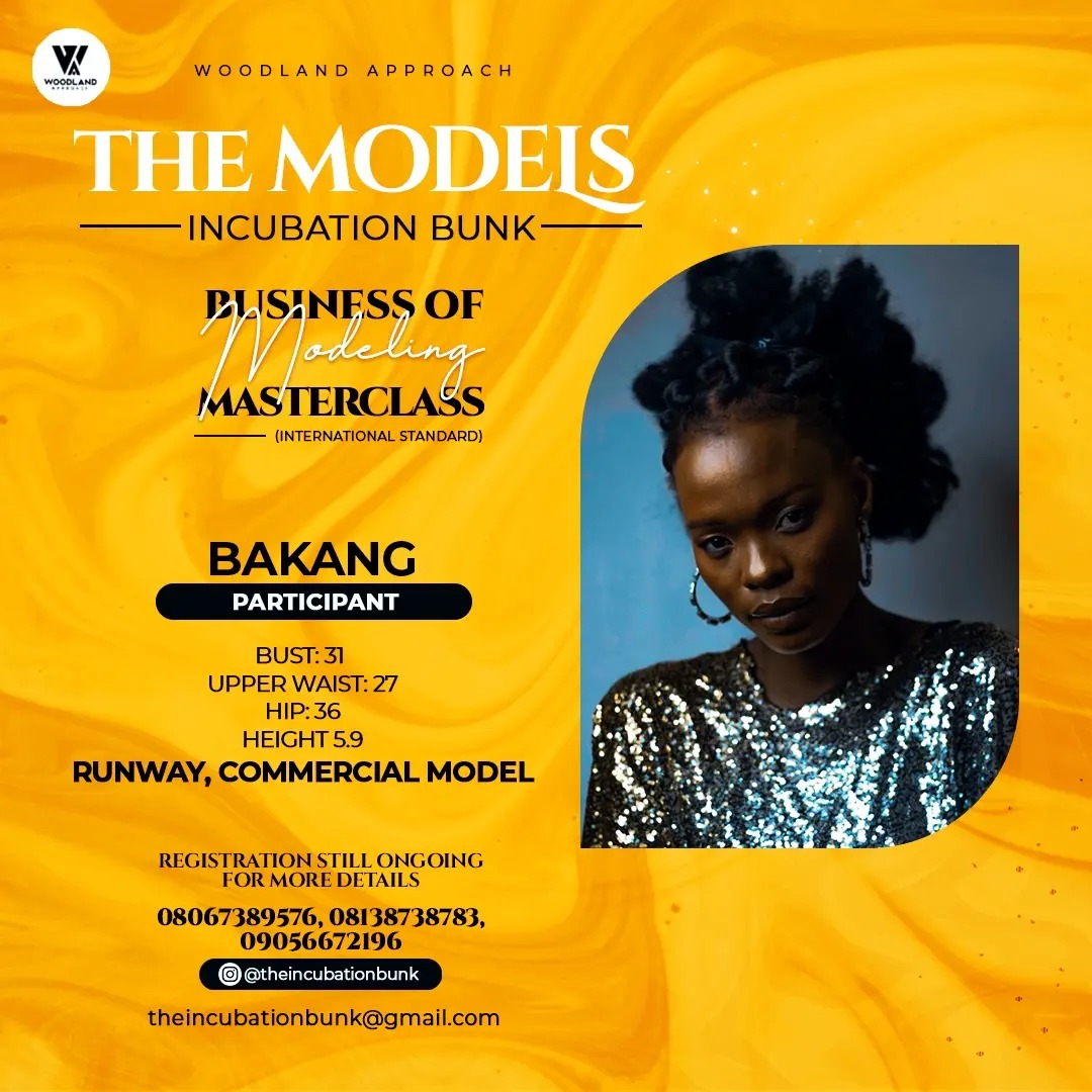 Wood Land Approach - The Models Incubation Bunk - Business of Modelling - Master Class Boot Camp- BAKANG Participant - Measurement : Bust 31, Waist 27, Hips 36, Height 5.9 -RUNWAY COMMERCIAL MODEL from Botswana Palapye