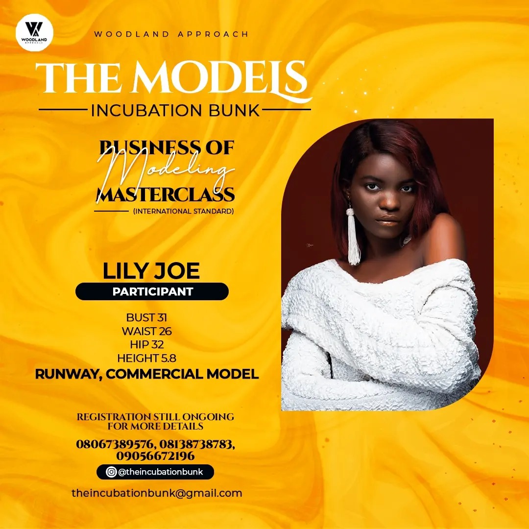Wood Land Approach - The Models Incubation Bunk - Business of Modelling - Master Class - LILY JOE Participant - Measurement : Bust 32, Waist 27, Hips 33, Height 5.8 -RUNWAY COMMERCIAL MODEL