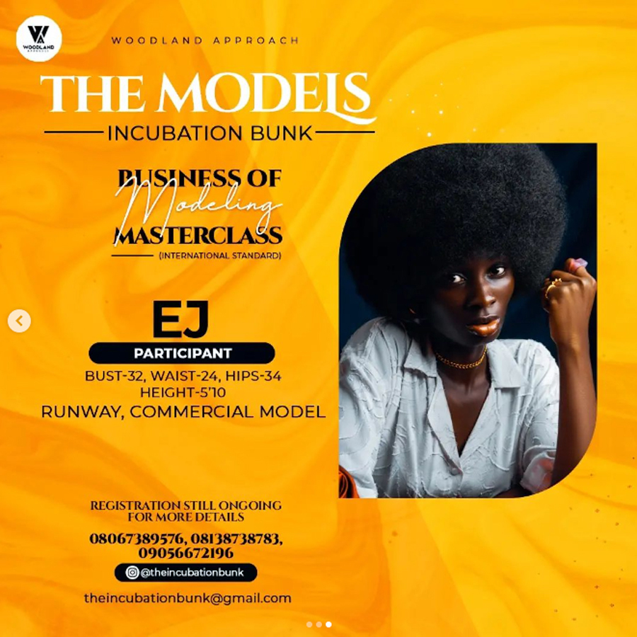 Wood-Land-Approach-The-Models-Incubation-Bunk-Business-of-Modelling-Master-Class-Boot-Camp--EJ-Participant-Measurement-Bust-32,-Waist-22,-Hips-32,-Height-5.9-RUNWAY-COMMERCIAL-MODEL