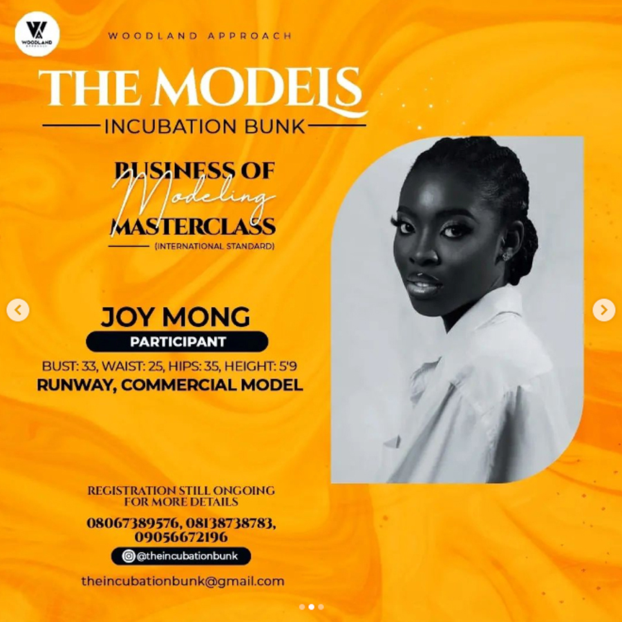 Wood-Land-Approach-The-Models-Incubation-Bunk-Business-of-Modelling-Master-Class-Boot-Camp-JOY-MONG-Participant-Measurement-Bust-32,-Waist-22,-Hips-32,-Height-5.9-RUNWAY-COMMERCIAL-MODEL