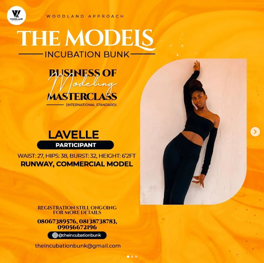 Wood Land Approach - The Models Incubation Bunk - Business of Modelling - Master Class Boot Camp- LAVELLE Participant - Measurement : Bust 32, Waist 27, Hips 38, Height 6.2 -RUNWAY COMMERCIAL MODEL