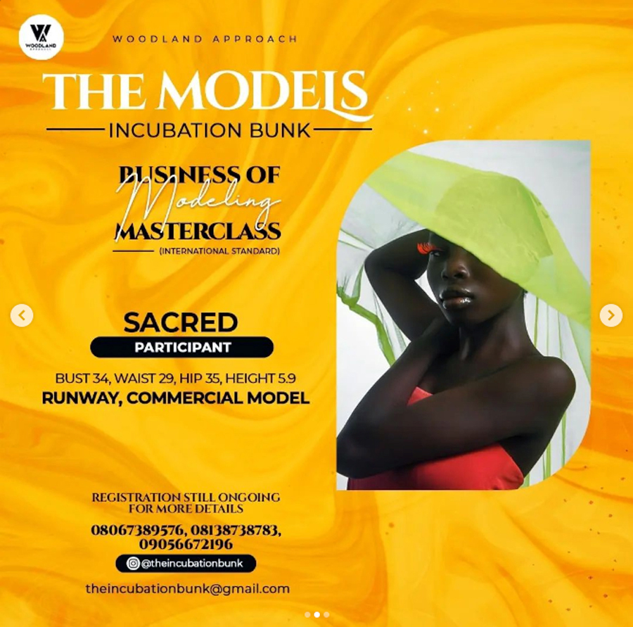 Wood Land Approach - The Models Incubation Bunk - Business of Modelling - Master Class Boot Camp- SACRED Participant - Measurement : Bust 34, Waist 29, Hips 35, Height 5.9 -RUNWAY COMMERCIAL MODEL