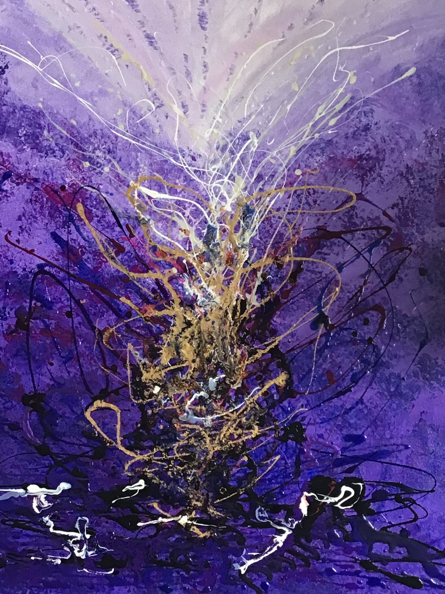 In Symbiosis - technique-mixte-on-canvas - 73x60x2 Mixed on canvas /acrylic, prism, Moon vitrail, resin