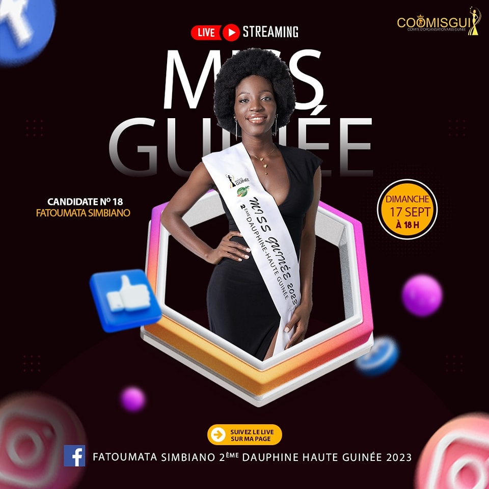 MISS GUINEE 2023 - MISS FATOUMA SYMBIANO - FIRST RUNNER CONAKRY -  MISS NUMBER 18 -  COOMISGUI
