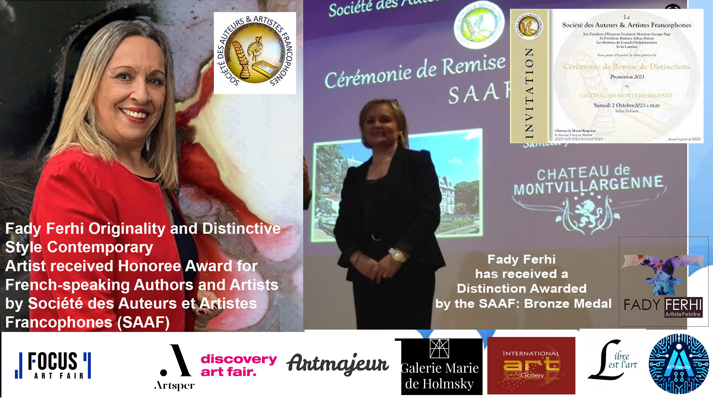 Fady Ferhi Originality and Distinctive Style Contemporary Artist received Honoree Award for French-speaking Authors and Artists  by Société des Auteurs et Artistes Francophones (SAAF)