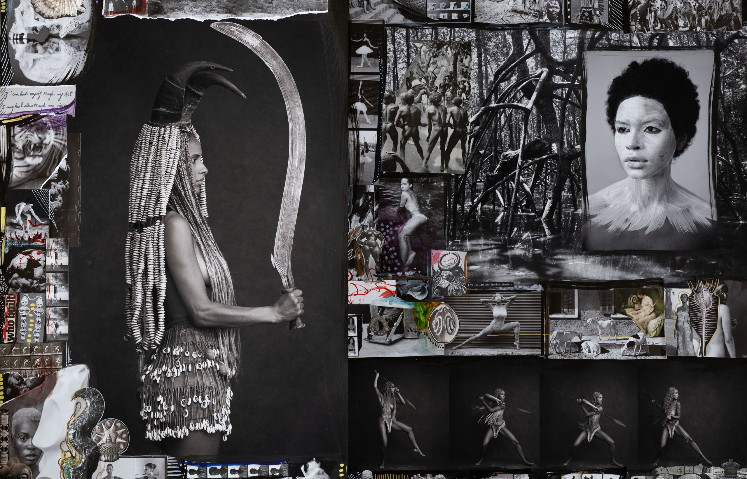 Delphine Diallo, The spiritual warrior, 2022. Collage on archival paper,