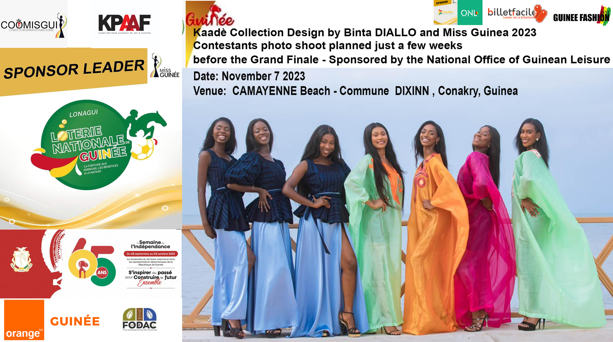 Kaadè Collection Design by Binta DIALLO and Miss Guinea 2023 Contestants  photo shoot planned just a few weeks before the Grand Finale – Sponsored by the National Office of Guinean Leisure