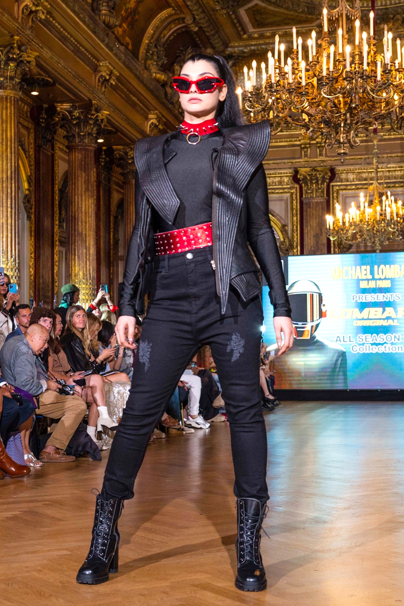 Geeta Batlanki - The showstopper for the King of Leather Michael LOMBARD - MC SOLO - PFW SS24 - WESTIN PARIS VENDOME