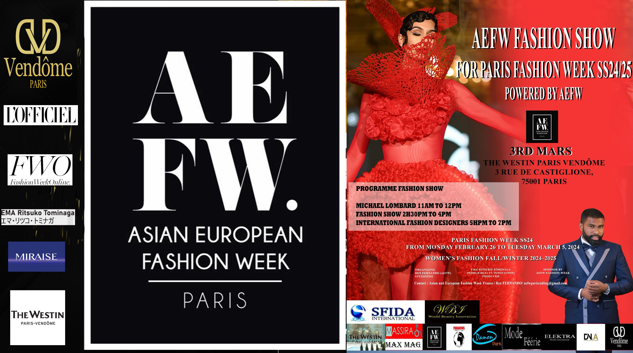 Experience the Pinnacle of Style at the AEFW  FW24 (Asian & European Fashion Week) in Paris, curated by the Fashion Maverick, Rex Fernando
