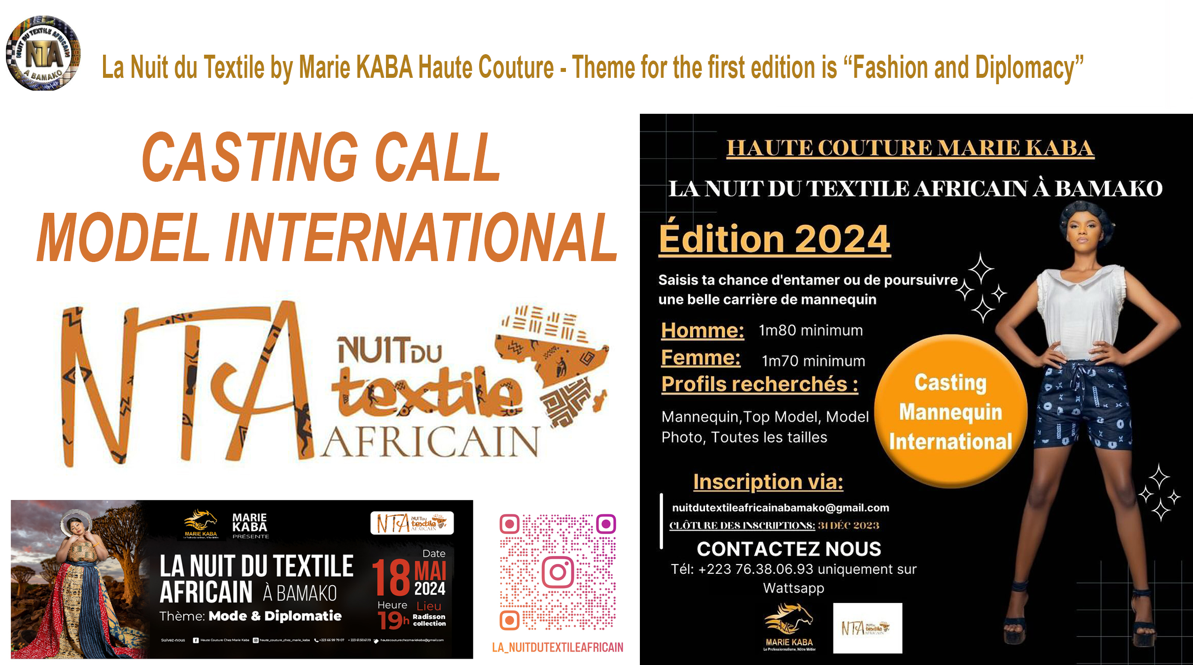 THE NIGHT OF AFRICAN TEXTILE – NTA – FIRST EDITION BY MARIE KABA – CASTING MODEL INTERNATIONAL