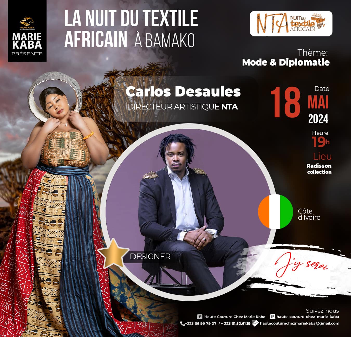 LA NUIT DU TEXTILE AFRICAIN A BAMAKO presents Carlos DESAULES from Ivory Coast - Artistic Director