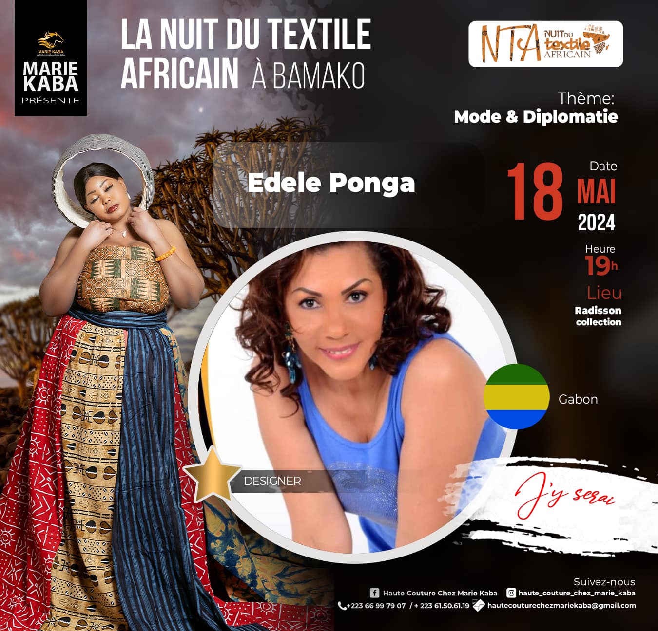 LA NUIT DU TEXTILE AFRICAIN A BAMAKO presents Edele PONGA from  Gabon