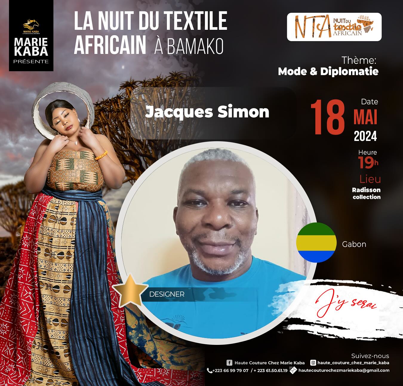 LA NUIT DU TEXTILE AFRICAIN A BAMAKO presents Jacques SIMON from  Gabon
