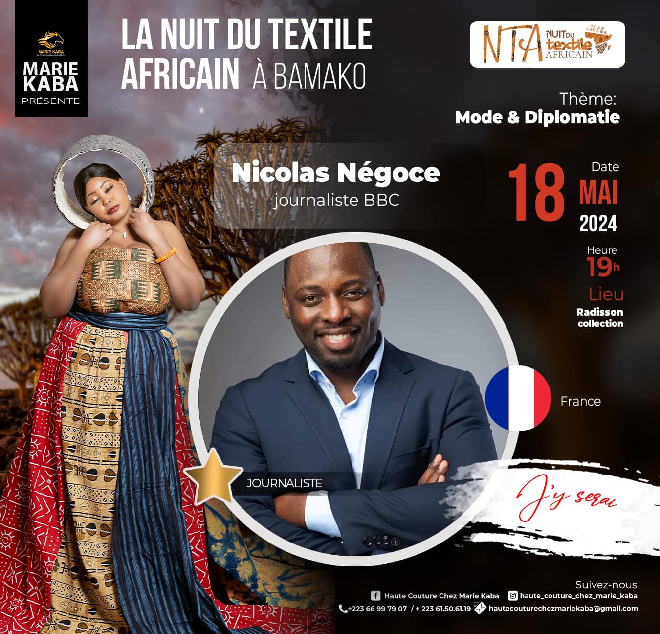 Media Partner - LA NUIT DU TEXTILE AFRICAIN A BAMAKO presents Nicolas NEGOCE - Journalist from France
