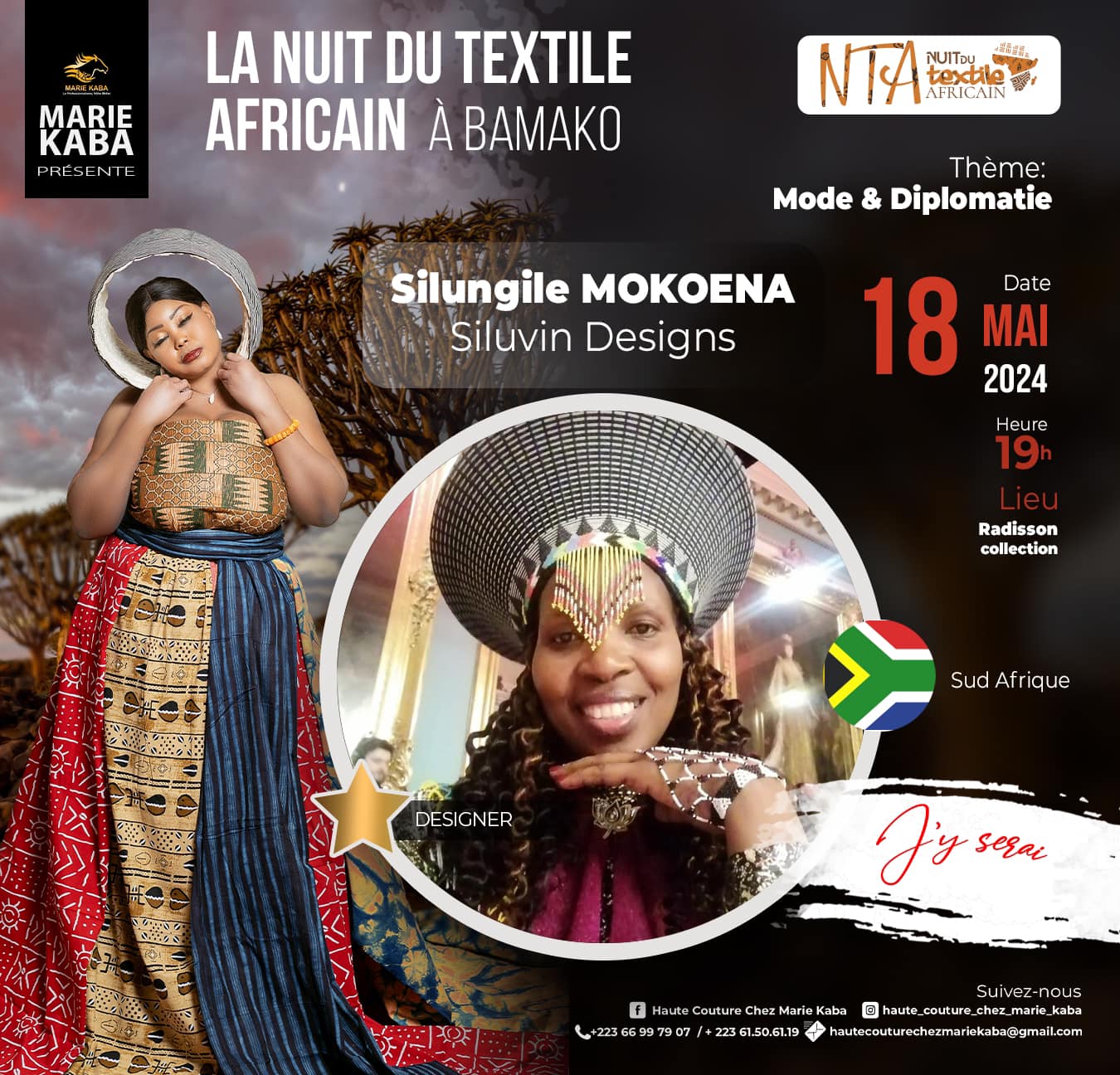 LA NUIT DU TEXTILE AFRICAIN A BAMAKO presents Silungile MOKOENA for Silungile Designs from  South Africa