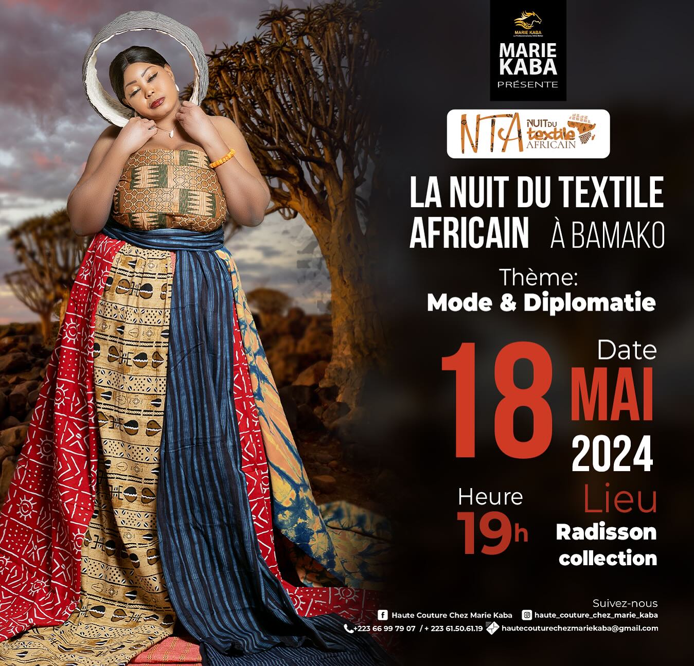 The fashion & diplomacy event theme - The Night of African Textile (NTA) by Marie KABA HAUTE COUTURE