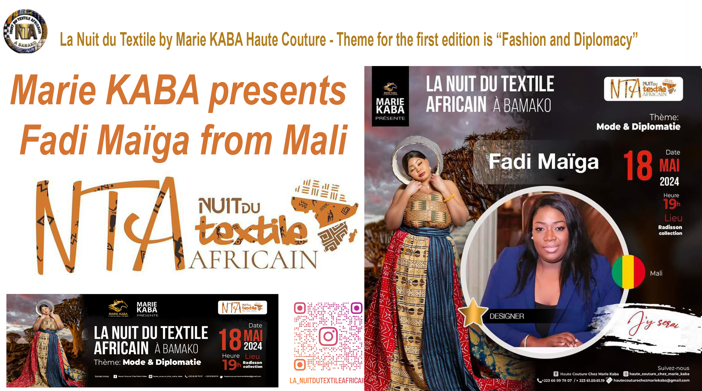 NTA – NUIT DU TEXTILE AFRICAIN A BAMAKO BY MARIE KABA presents Fadi MAÏGA Designer from Mali
