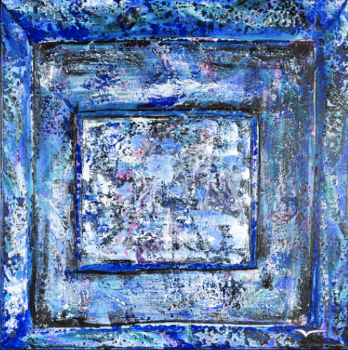 FUNSTUFF 2020Acrylic on canvas 70x70cm Acrylic on canvas 27,5x27,5In Fun, supple, unexpected. A very present work evoking a blue from elsewhere ...