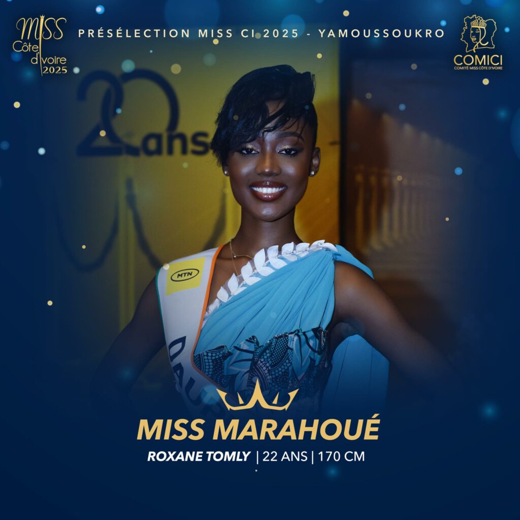 Miss CI 2025 Selection YAMOUSSOUKRO - MISS MARAHOUE FIRST RUNNER - Miss ROxane TOMLY - Victor YAPOBI President COMICI