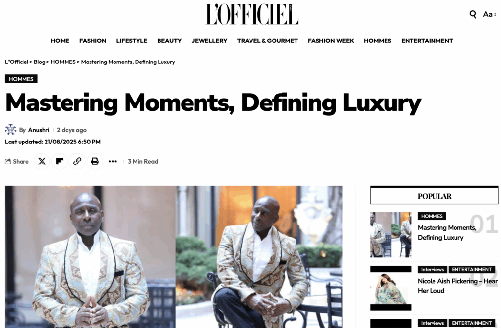 Maurice Monlouis: Redefining Luxury Concierge Services – Featured in L’OFFICIEL India