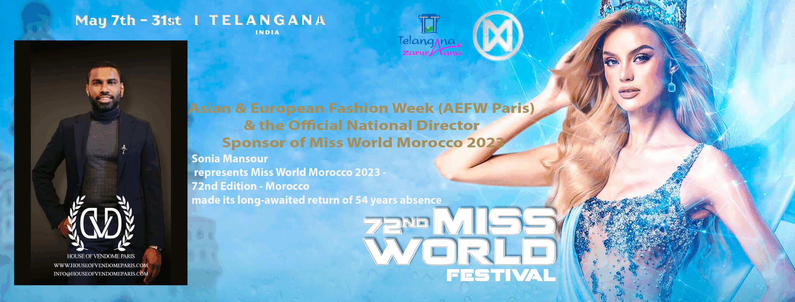 MISS WORLD 2023 - TELENGANA MAY 2023 - MISS WORLD MOROCCO
