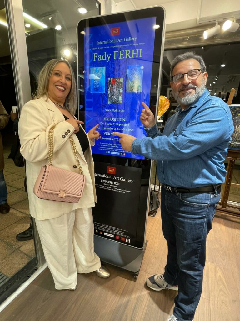 Contemporary French Artist | Abstract Expressionism - Fady FERHI  presents her solo exhibition L’appel de la lumière at the International Art Gallery - Georges LEVY in presence of Georges LEVY, Fady FERHI, Patrick LACHAUD, Amadou THIAM, Florence BOULET