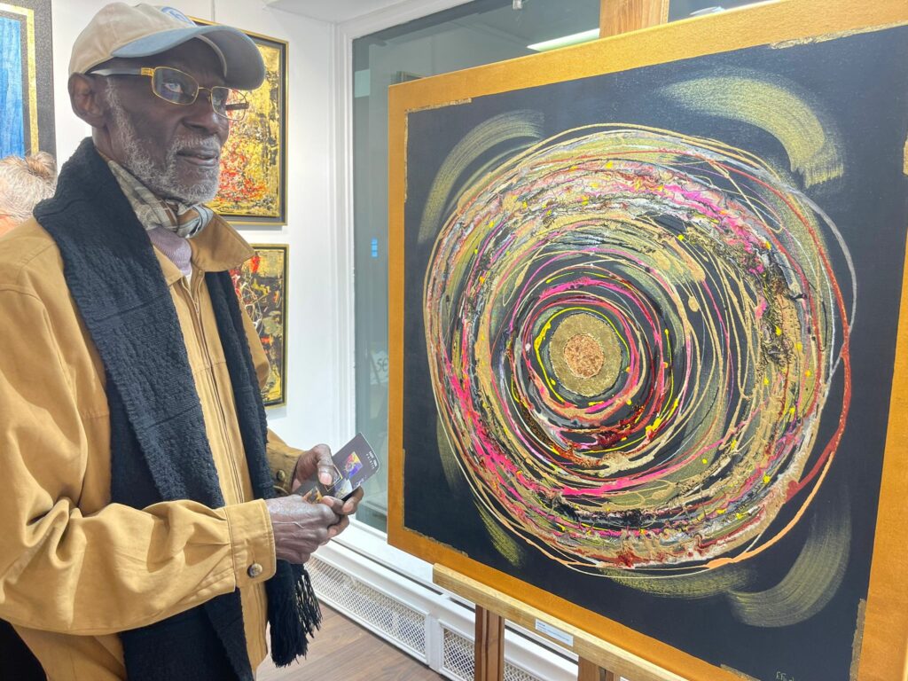 Contemporary French Artist | Abstract Expressionism - Fady FERHI  presents her solo exhibition L’appel de la lumière at the International Art Gallery - Georges LEVY in presence of Georges LEVY, Fady FERHI, Patrick LACHAUD, Amadou THIAM, 