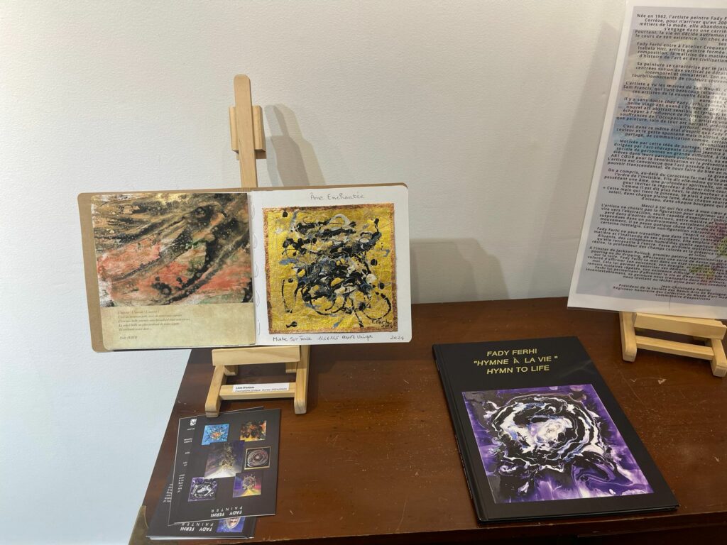 Contemporary French Artist | Abstract Expressionism - Fady FERHI  presents her solo exhibition L’appel de la lumière at the International Art Gallery - Georges LEVY in presence of Georges LEVY, Fady FERHI, Patrick LACHAUD, Amadou THIAM, Jack DJEYIM