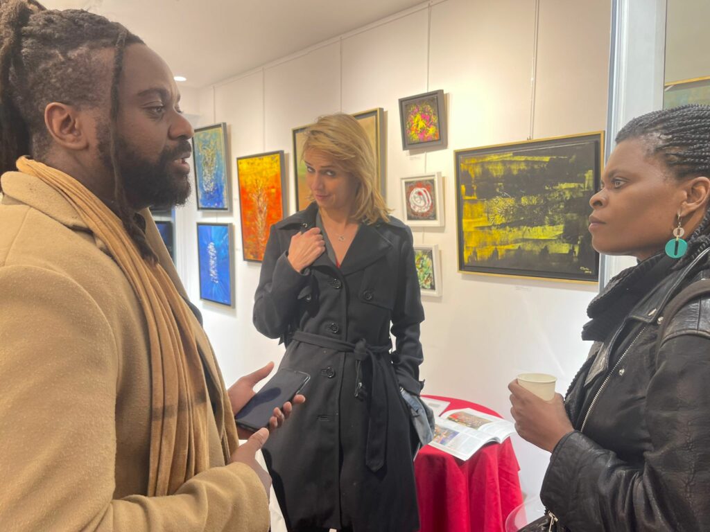Contemporary French Artist | Abstract Expressionism - Fady FERHI  presents her solo exhibition L’appel de la lumière at the International Art Gallery - Georges LEVY in presence of Georges LEVY, Fady FERHI, Patrick LACHAUD, Amadou THIAM, Jack DJEYIM