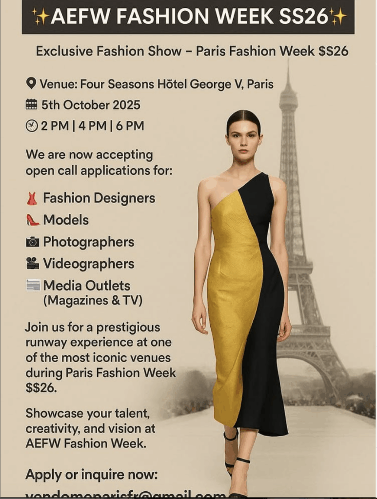 Designer Call – AEFW Paris Fashion Week SS26 We’re now accepting designer applications for AEFW Paris during Paris Fashion Week SS26
