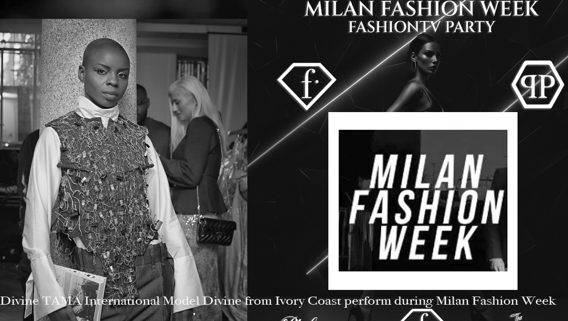 Divine TAMA International Model Divine from Ivory Coast perform during Milan Fashion Week