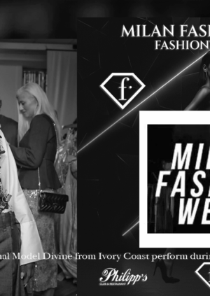Divine TAMA International Model Divine from Ivory Coast perform during Milan Fashion Week