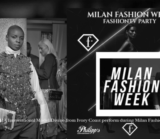 Divine TAMA International Model Divine from Ivory Coast perform during Milan Fashion Week
